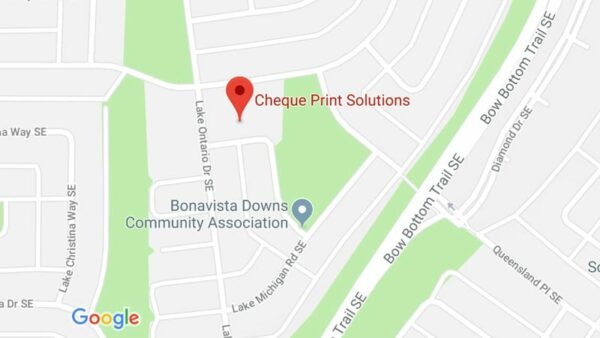 Cheque Print is located in Southeast Calgary - click here for a Google map.